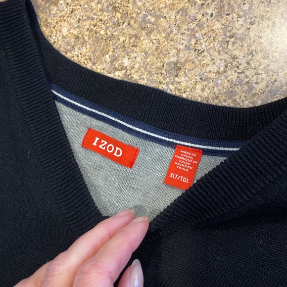 Izod Black Cotton Sweater Vest XLT XL Tall - Picture 3 of 16